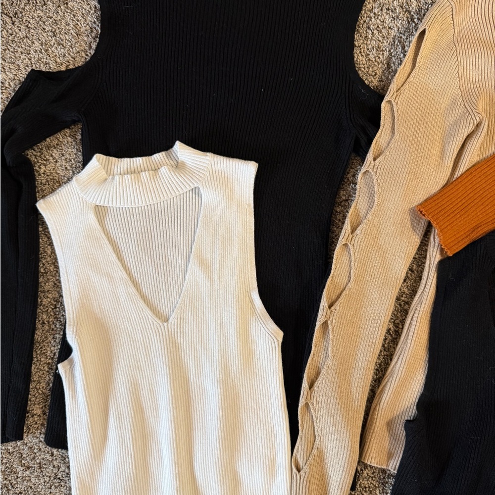 EUC LOT OF 5 medium Women's Sweater Black, cream, Tan, Orange dress - Picture 3 of 8